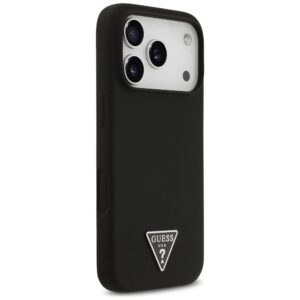 GUESS Hülle für iPhone 17 Pro kompatibel mit MagSafe GUHMP17LSCTRLMK (Silikon mit Dreieck-Logo) schwarz