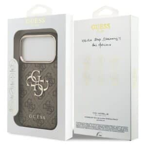 GUESS Hülle für IPHONE 17 Pro Max GUHCP17X4GMGCBR (PU mit großem 4G Classic Logo) goldbraun