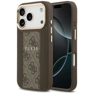 GUESS Hülle für iPhone 17 Pro kompatibel mit MagSafe GUHMP17LPG4SEMCW (PU mit 4G-Streifen) braun