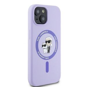 KARL LAGERFELD Hülle für iPhone 15 kompatibel mit MagSafe KLHMP15SSCMKCRHU (Silikon KC Body Ring) lila – Bild 4