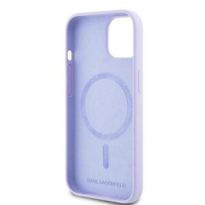 KARL LAGERFELD Hülle für iPhone 15 kompatibel mit MagSafe KLHMP15SSCMKCRHU (Silikon KC Body Ring) lila – Bild 7