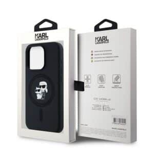 KARL LAGERFELD Hülle für iPhone 15 Pro, kompatibel mit MagSafe KLHMP15LSCMKCRHK (Silikon KC Body Ring) schwarz – Bild 8