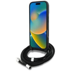 KARL LAGERFELD Hülle für iPhone 16 Pro KLHCP16LPGGRMPCK kompatibel mit MagSafe (CRSSBY genarbtes PU mit Muster & Logo) schwarz – Bild 4