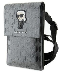 Karl Lagerfeld KLWBSAKHPKG (Saffiano Mono Ikonik / Silber) Universal-Handytasche