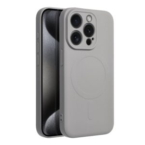 Hülle für iPhone 15 PRO Silicone Mag Cover kompatibel mit MagSafe (Kameraschutz) titaniumgrau
