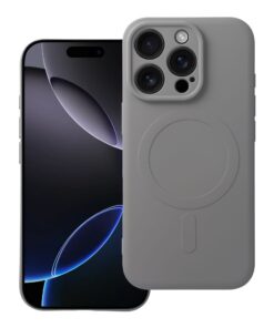 SILICONE MAG COVER case compatible with MagSafe for IPHONE 16 Pro titanium grey