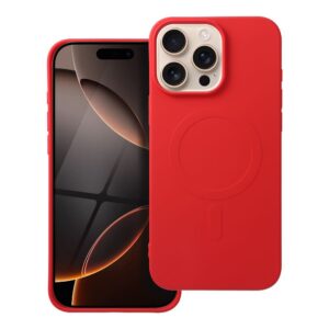 SILICONE MAG COVER Handyhülle (großes Loch), kompatibel mit MagSafe für iPhone 16 Pro Max, Rot