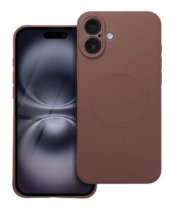 SILICONE MAG COVER case compatible with MagSafe for IPHONE 16 Plus brown