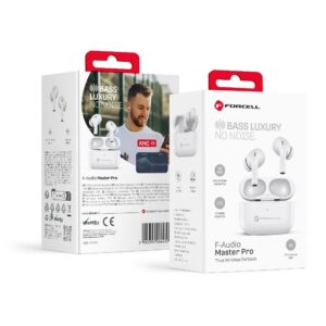 FORCELL F-AUDIO kabelloser / Bluetooth-fähiger Stereo-Kopfhörer TWS Master PRO Weiß
