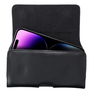 Leder Universal Gürtelholster – ROYAL / Schwarz – Größe XL – für IPHONE 13 PRO MAX / 14 PRO MAX / SAMSUNG S21 PLUS / S20 FE / A50 / A51 5G / HUAWEI P30 PRO / P40 PRO / OPPO A98 5G – Bild 9