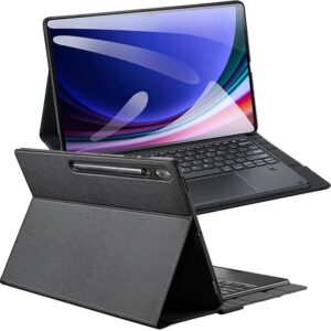 DUX DUCIS Hülle DK faltbar mit Bluetooth-Tastatur und Hintergrundbeleuchtung für SAMSUNG Tab S10 Ultra/S9 Ultra/S8 Ultra schwarz