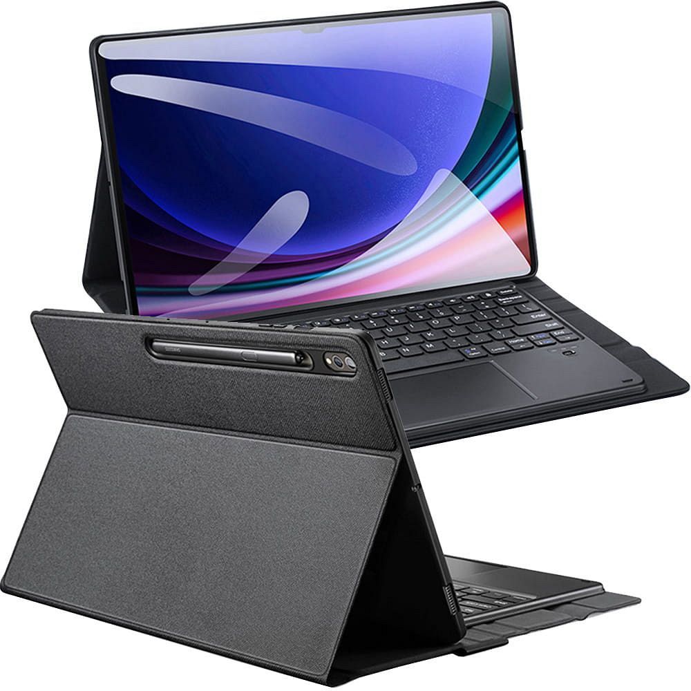 DUX DUCIS Hülle DK faltbar mit Bluetooth-Tastatur und Hintergrundbeleuchtung für SAMSUNG Tab S10 Ultra/S9 Ultra/S8 Ultra schwarz