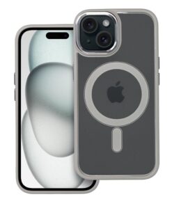 COLOR EDGE MAG COVER Handyhülle kompatibel mit MagSafe für iPhone 15 Titangrau