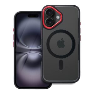 COLOR EDGE MAG COVER kompatibel mit MagSafe für iPhone 16 in Schwarz und Rot