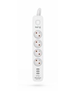 Steckdosenleiste 4 Steckdosen + 3x USB A, 3×1,5mm² H05VV-F, 16A/250V~, M02414, 3 m, weiß
