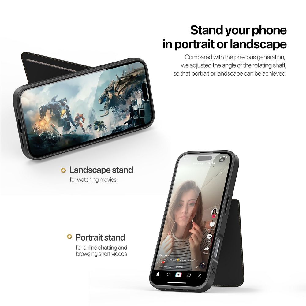 DUX DUCIS RAFI II MAG Handyhülle mit Ständer, kompatibel mit MagSafe für iPhone 16 Plus, Schwarz – Bild 8