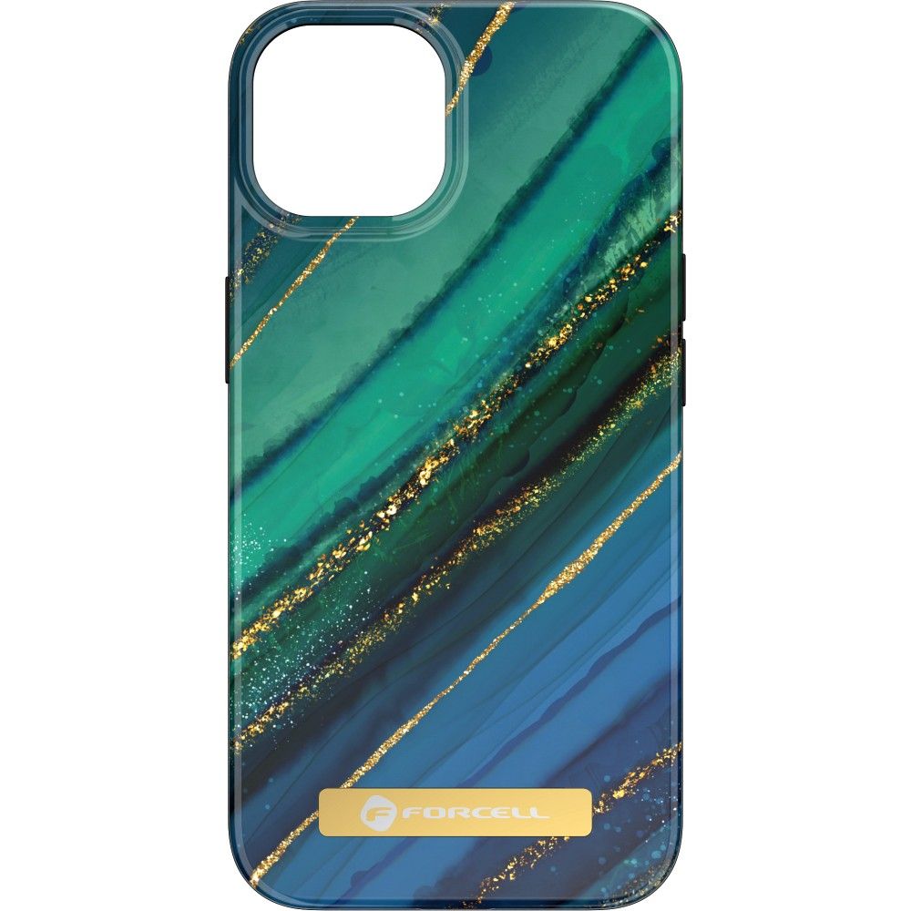 FORCELL F-PROTECT Mirage Handyhülle kompatibel mit MagSafe für iPhone 15 Plus, Jade Marmor – Bild 5
