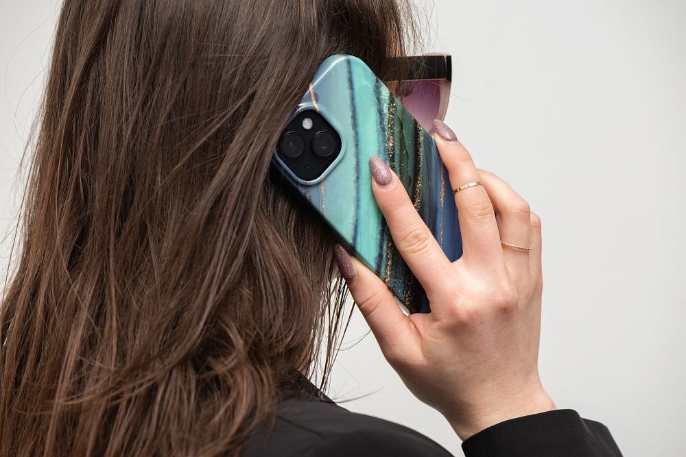 FORCELL F-PROTECT Mirage Handyhülle kompatibel mit MagSafe für iPhone 15 Plus, Jade Marmor – Bild 11