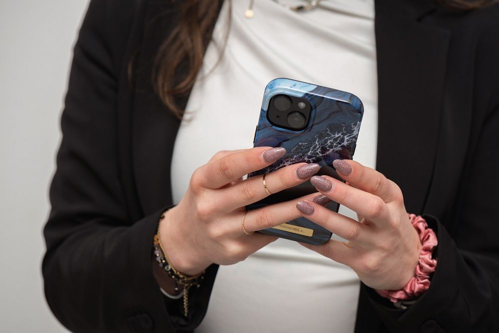 FORCELL F-PROTECT Mirage Handyhülle kompatibel mit MagSafe für iPhone 15 Plus Ocean Marmor – Bild 11