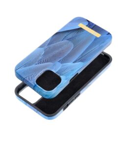FORCELL F-PROTECT Mirage Handyhülle kompatibel mit MagSafe für iPhone 15 Plus blau mit Vogelmotiv