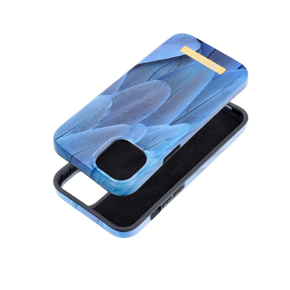 FORCELL F-PROTECT Mirage Handyhülle kompatibel mit MagSafe für iPhone 15 Plus blau mit Vogelmotiv