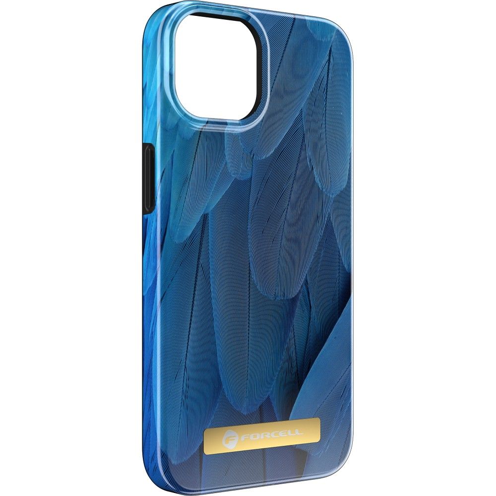 FORCELL F-PROTECT Mirage Handyhülle kompatibel mit MagSafe für iPhone 15 Plus blau mit Vogelmotiv – Bild 4