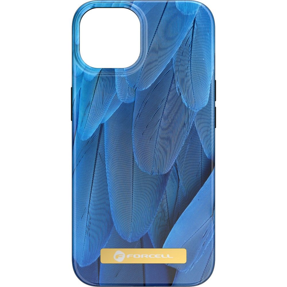 FORCELL F-PROTECT Mirage Handyhülle kompatibel mit MagSafe für iPhone 15 Plus blau mit Vogelmotiv – Bild 5