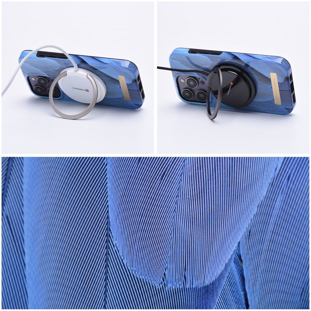 FORCELL F-PROTECT Mirage Handyhülle kompatibel mit MagSafe für iPhone 15 Plus blau mit Vogelmotiv – Bild 6
