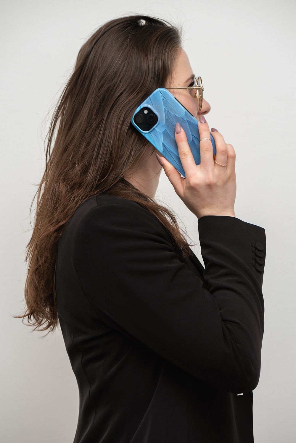 FORCELL F-PROTECT Mirage Handyhülle kompatibel mit MagSafe für iPhone 15 Plus blau mit Vogelmotiv – Bild 8