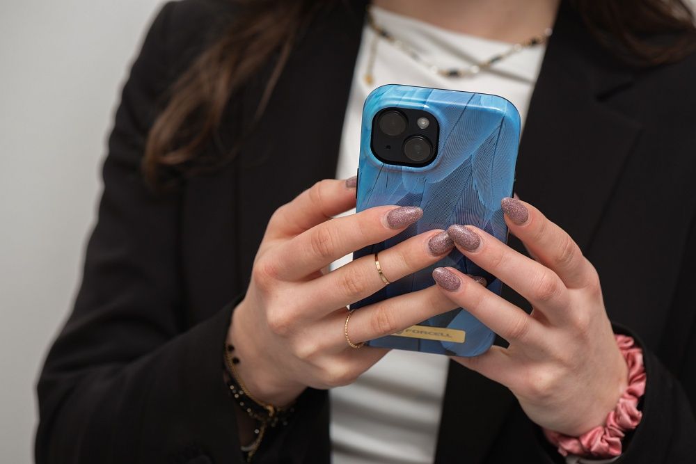 FORCELL F-PROTECT Mirage Handyhülle kompatibel mit MagSafe für iPhone 14 Plus Blau Vogel – Bild 11