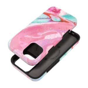 FORCELL F-PROTECT Mirage, Militärisch getestete Handyhülle kompatibel mit MagSafe für iPhone 16 Plus, Rosa Marmor