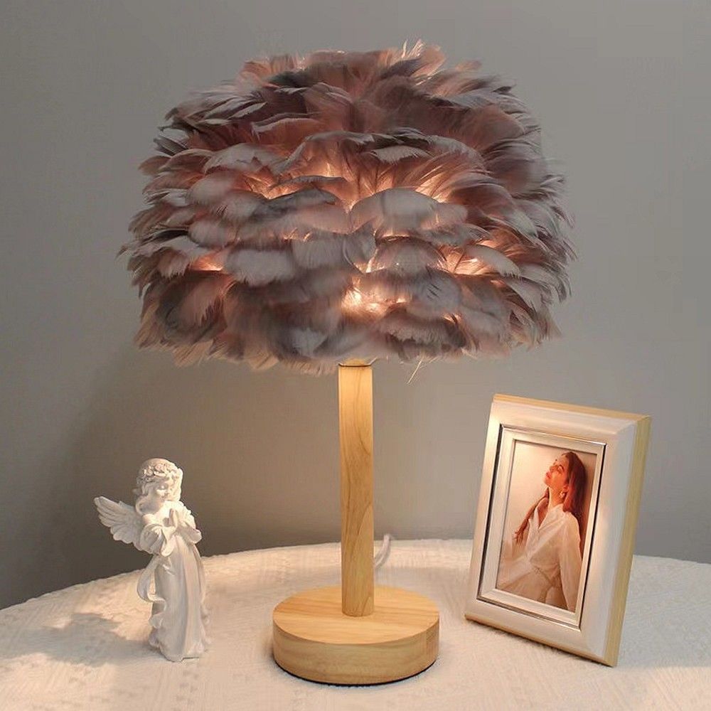 Art Deco Nachttischlampe mit blauen Federn CBDPH – Bild 9