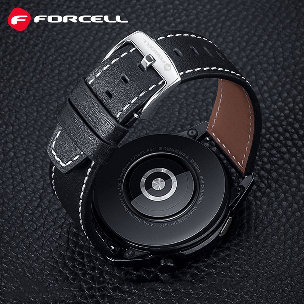 FORCELL F-DESIGN FS21 Armband aus ökologischem Leder für SAMSUNG Watch 20 mm schwarz – Bild 3