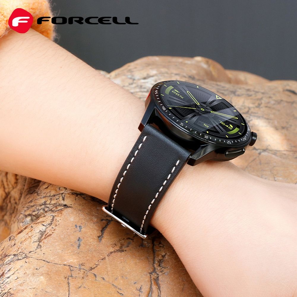 FORCELL F-DESIGN FS21 Armband aus ökologischem Leder für SAMSUNG Watch 20 mm schwarz – Bild 4