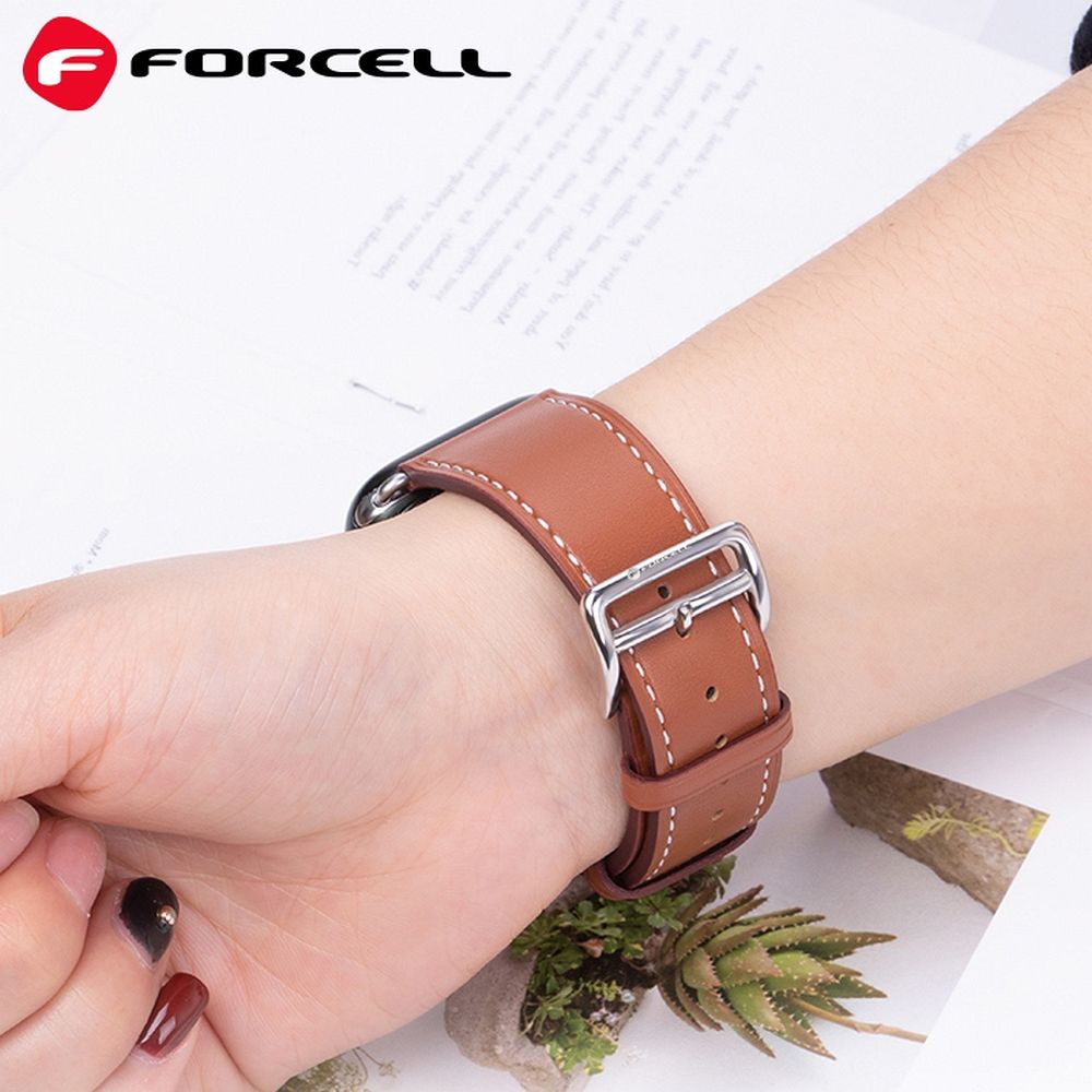 FORCELL F-DESIGN FA20 Armband aus ökologischem Leder für Apple Watch 38 / 40 / 41 mm, Braun – Bild 3