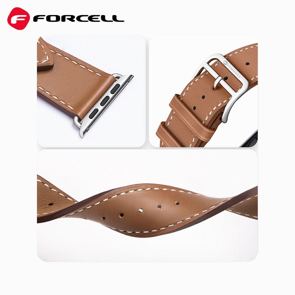 FORCELL F-DESIGN FA20 Armband aus ökologischem Leder für Apple Watch 38 / 40 / 41 mm, Braun – Bild 6