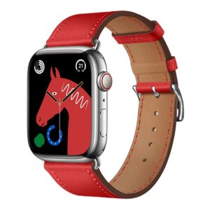 FORCELL F-DESIGN FA20 Armband aus umweltfreundlichem Kunstleder für Apple Watch 42/44/45/49 mm, Rot