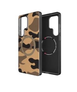 Forcell F-Protect Levels Hülle für Samsung S25 ULTRA mit Dual Layer 4D-Technologie, MagSafe-kompatibel, Militärischer Fallschutztest, Desert Camo