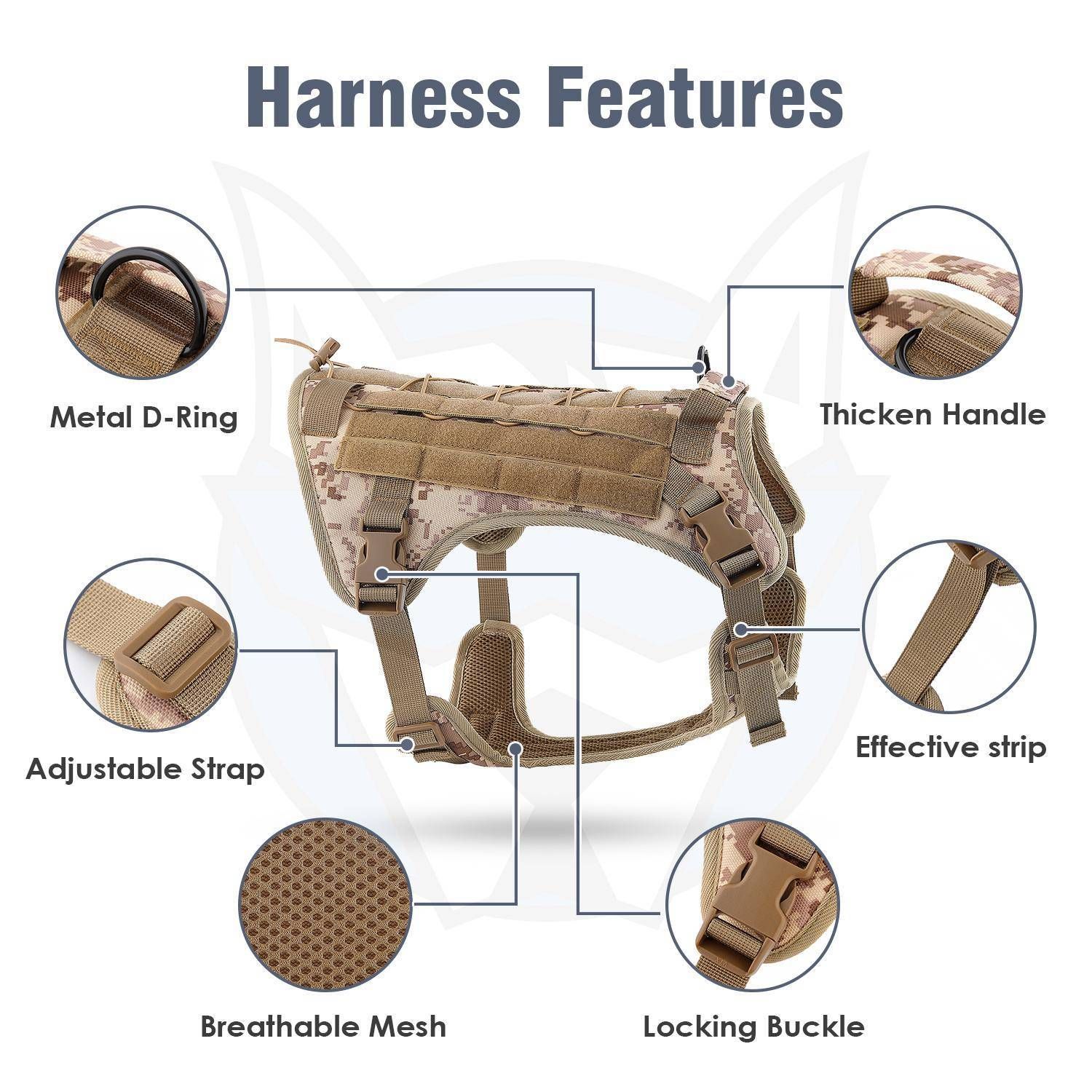 Hundegeschirr TACTICAL Größe L Braun – Bild 8