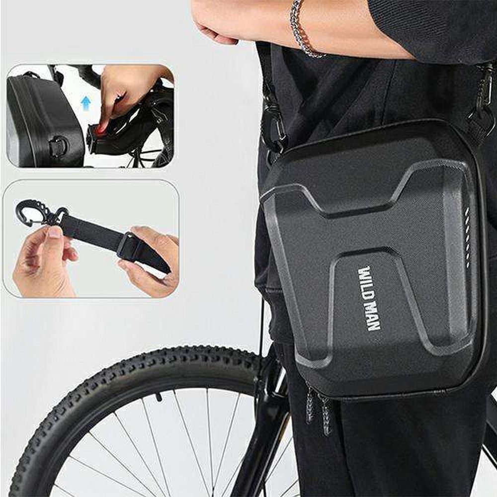 WILDMAN Fahrradtasche für Lenker mit Reißverschluss 3L E8 schwarz – Bild 5