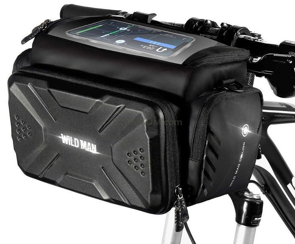 WILDMAN Fahrradtasche für Lenker mit Reißverschluss 4L GS6 Schwarz – Bild 3