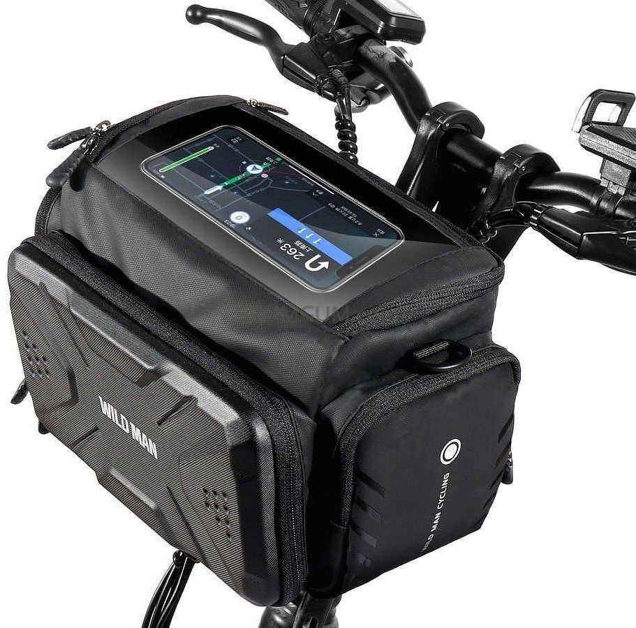 WILDMAN Fahrradtasche für Lenker mit Reißverschluss 4L GS6 Schwarz – Bild 5