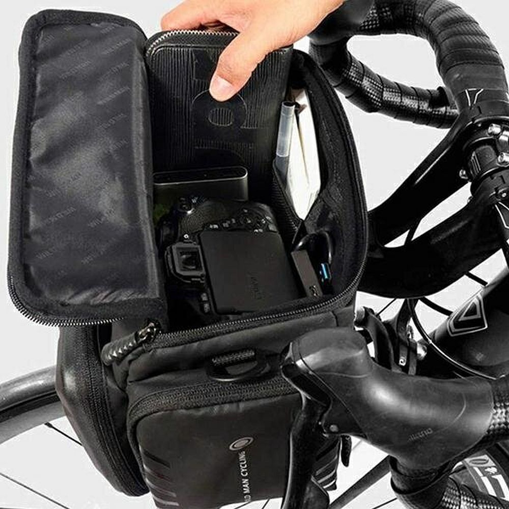 WILDMAN Fahrradtasche für Lenker mit Reißverschluss 4L GS6 Schwarz – Bild 7