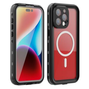 Wasserdichte Hülle SHELLBOX DOT kompatibel mit MagSafe für iPhone 15 Pro Max schwarz