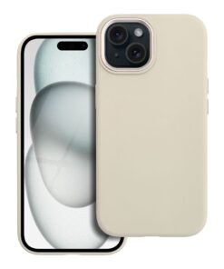 Hülle für iPhone 15 Forcell F-Protect Frame Premium kompatibel mit MagSafe, antikweiß