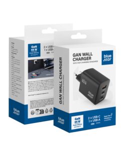 BLUE STAR Netzladegerät GaN 4A 65W 2 x Typ C + USB A PD QC4.0 VT-43 Schwarz