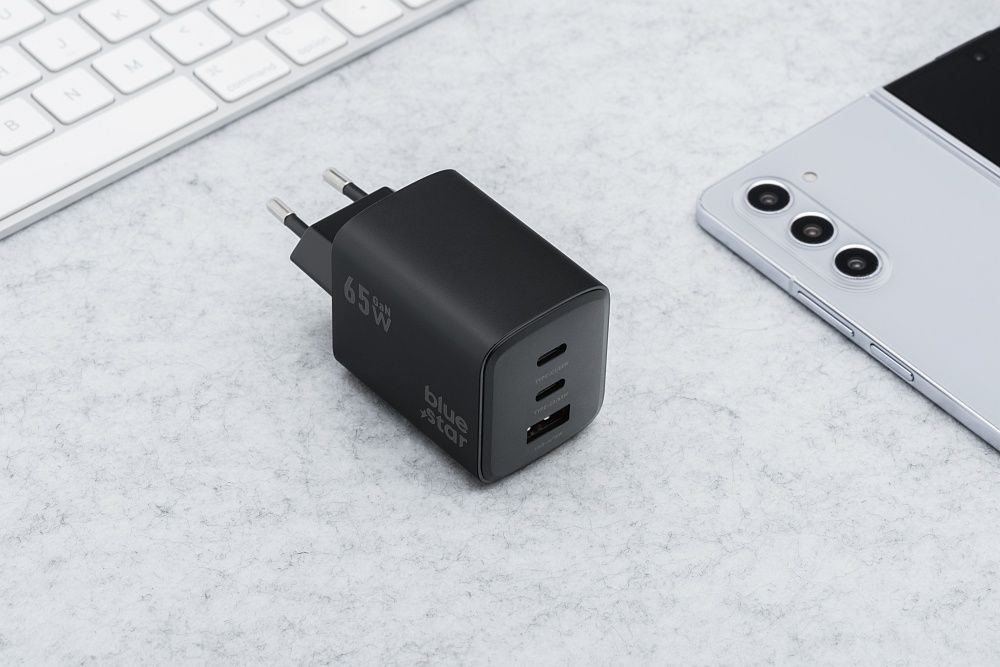 BLUE STAR Netzladegerät GaN 4A 65W 2 x Typ C + USB A PD QC4.0 VT-43 Schwarz – Bild 11