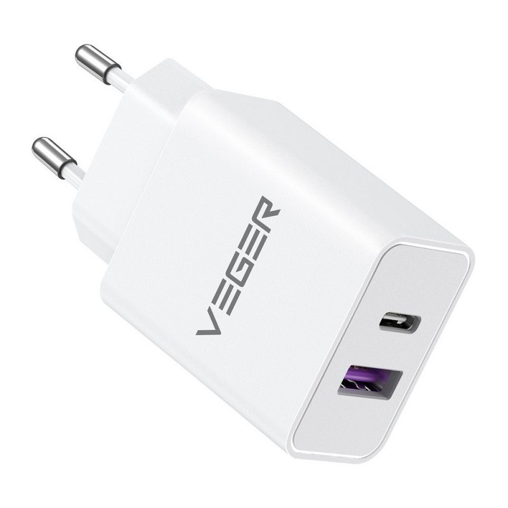 VEGER Reise-Ladegerät USB A + Typ C PD QC3.0 3,25A 65W TCE650 Weiß