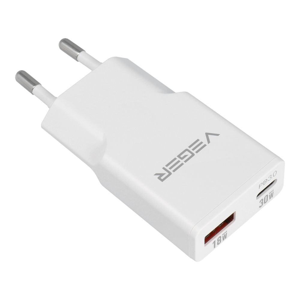VEGER Wandladegerät USB A + USB C QC PD 30W 30W1A1C weiß – Bild 3