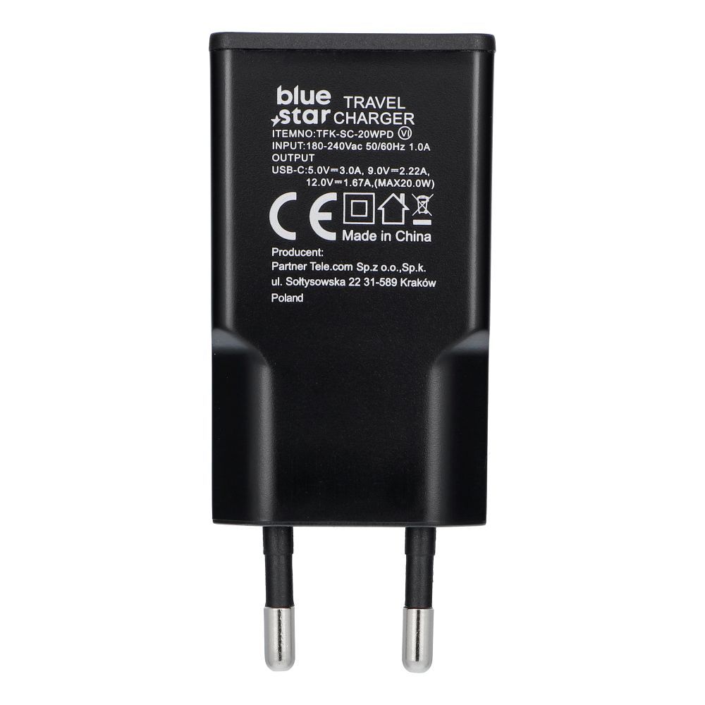 Handy-Ladegerät Blue Star Slim GaN 1x Typ C QC4.0 PD 3A 20W TFK-SC-20WPD schwarz – Bild 4